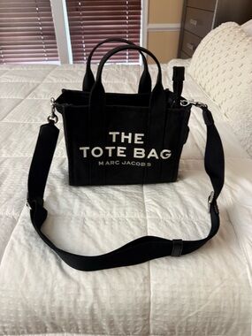 Marc Jacobs Black Canvas Mini Tote with White Logo